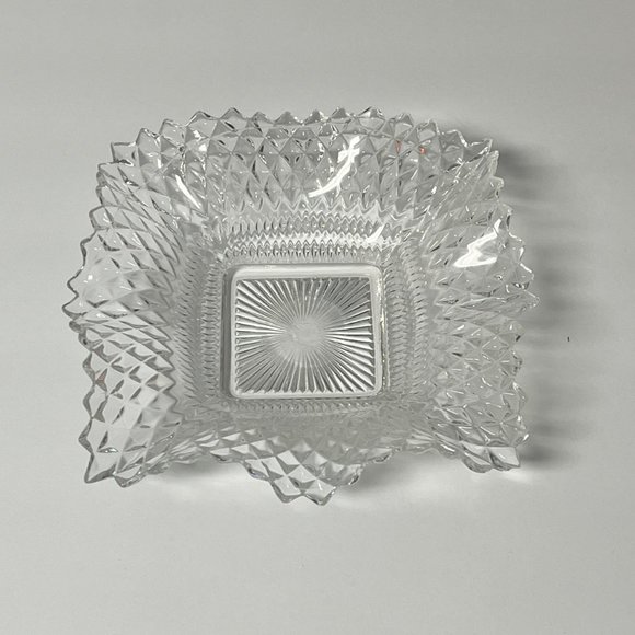 Vintage Candy Dish, Indiana Glass, Square, Diamond Point Pattern - Picture 1 of 3